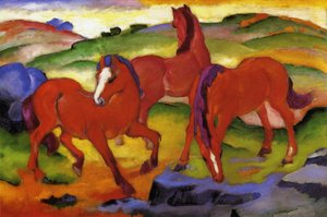 3つの赤い馬 作： Franz Marc